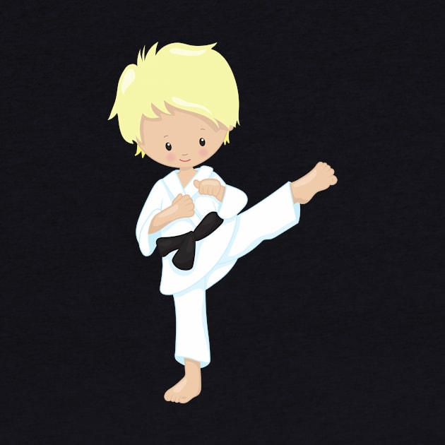 Karate Boy, Cute Boy, Black Belt, Blond Hair by Jelena Dunčević